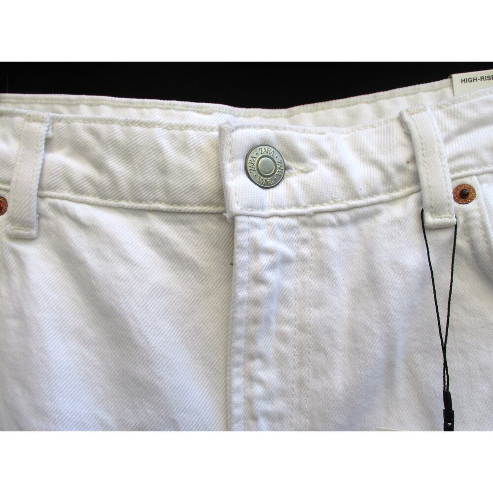 Nwt ZARA White High Waisted Rigid Mom Fit Shorts Women's Size 10 - Picture 3 of 8